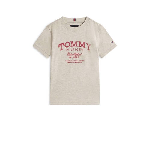 Tommy Hilfiger T-shirt grijs Jongens Katoen Ronde hals Logo - maat 116 afbeelding