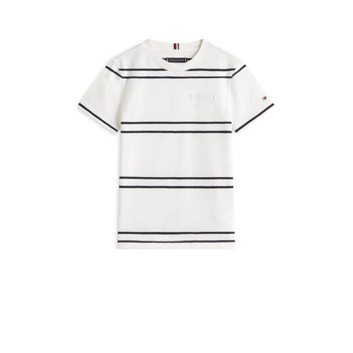 Tommy Hilfiger gestreepte T-shirt wit Jongens Katoen Ronde hals Streep - maat 116 afbeelding