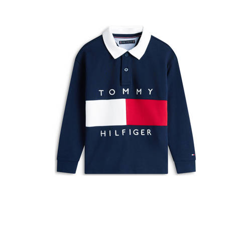 Tommy Hilfiger polo donkerblauw Jongens Katoen Polokraag Logo - maat 128 afbeelding