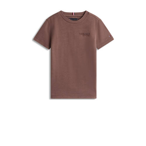 Tommy Hilfiger T-shirt donkerbruin Jongens Katoen Ronde hals Effen - maat 152 afbeelding