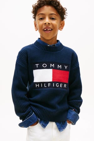 trui donkerblauw gebreid