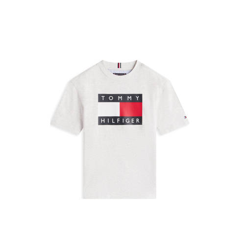 Tommy Hilfiger T-shirt lichtgrijs Jongens Katoen Ronde hals Logo - maat 164 afbeelding