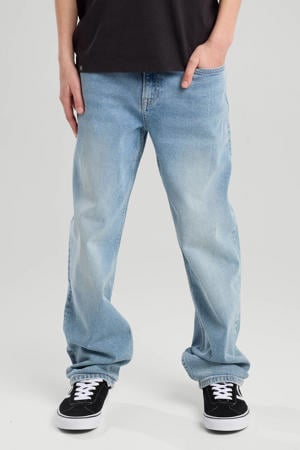 waist loose fit jeans light blue denim