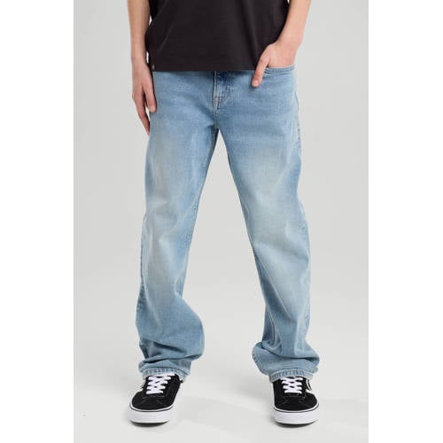 America Today waist loose fit jeans light blue denim Blauw Effen - maat 146/152 afbeelding