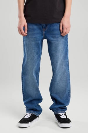 waist loose fit jeans dark blue denim