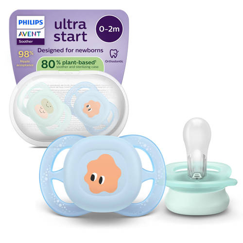Philips AVENT Ultra Start BPA-vrije siliconen fopspeen (0-6 mnd) – Symmetrisch ontwerp – 2 stuks - SCF075/14 afbeelding