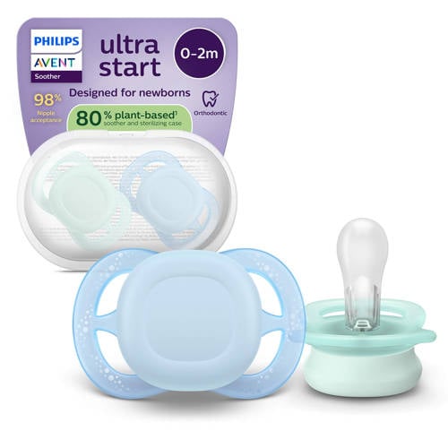 Philips AVENT Ultra Start BPA-vrije siliconen fopspeen (0-6 mnd) – Symmetrisch ontwerp – 2 stuks - SCF075/12 afbeelding