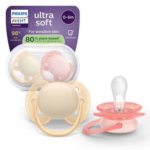 Philips AVENT Ultra Soft Superzachte siliconen fopspeen (0-6 mnd) – Voor gevoelige huid – 2 stuks - SCF091/38 afbeelding