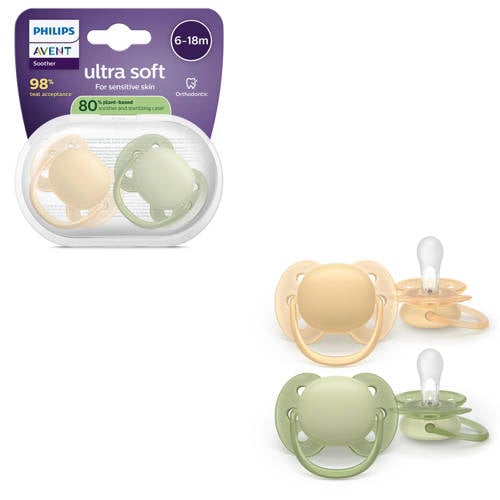 Philips AVENT Ultra Soft Superzachte siliconen fopspeen (6-18 mnd) – Voor gevoelige huid – 2 stuks - SCF091/45 afbeelding