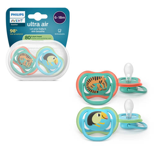 Philips AVENT Ultra Air Ademend en lichtgewicht fopspeen (6-18 mnd) – 2 stuks - SCF087/11 afbeelding