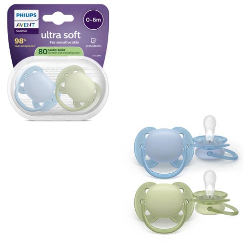 Philips AVENT Ultra Soft Superzachte siliconen fopspeen (0-6 mnd) – Voor gevoelige huid – 2 stuks - SCF091/37 afbeelding