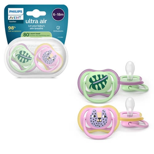 Philips AVENT Ultra Air Ademend en lichtgewicht fopspeen (6-18 mnd) – 2 stuks - SCF087/13 afbeelding
