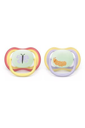 Glow-in-the-dark fopspeen –(0-6 mnd) Extra luchtopeningen – 2 stuks - SCF376/25