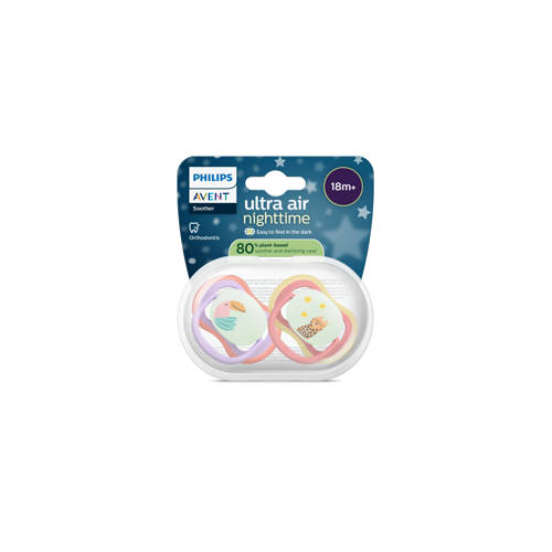 Philips AVENT Ultra Air Nighttime Glow-in-the-dark fopspeen –(18 mnd+) Extra luchtopeningen – 2 stuks - SCF376/33 afbeelding