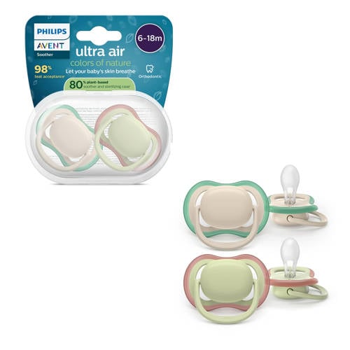 Philips AVENT Ultra Air Ademend en lichtgewicht fopspeen (6-18 mnd) – 2 stuks - SCF087/16 afbeelding