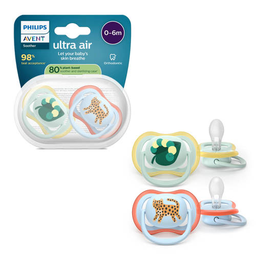 Philips AVENT Ultra Air Ademend en lichtgewicht fopspeen (0-6 mnd) – 2 stuks - SCF087/02 afbeelding