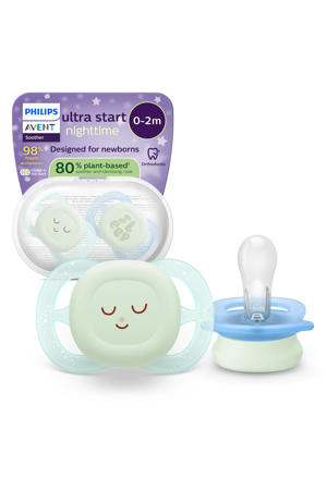 Glow-in-the-dark siliconen fopspeen – 0-6 mnd – 2 stuks - SCF075/18