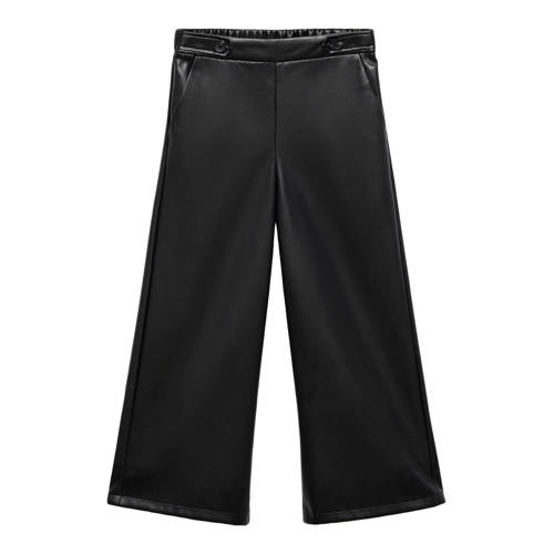 Mango Kids imitatieleren casual broek zwart Meisjes Imitatieleer Effen - maat 116 afbeelding
