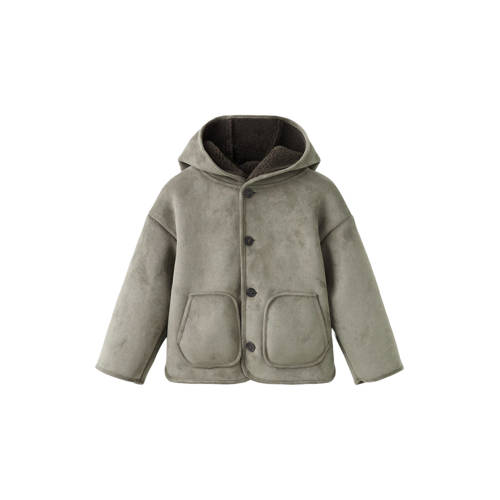 Mango Kids winterjas groen Jongens Polyester Capuchon Effen - maat 110 afbeelding