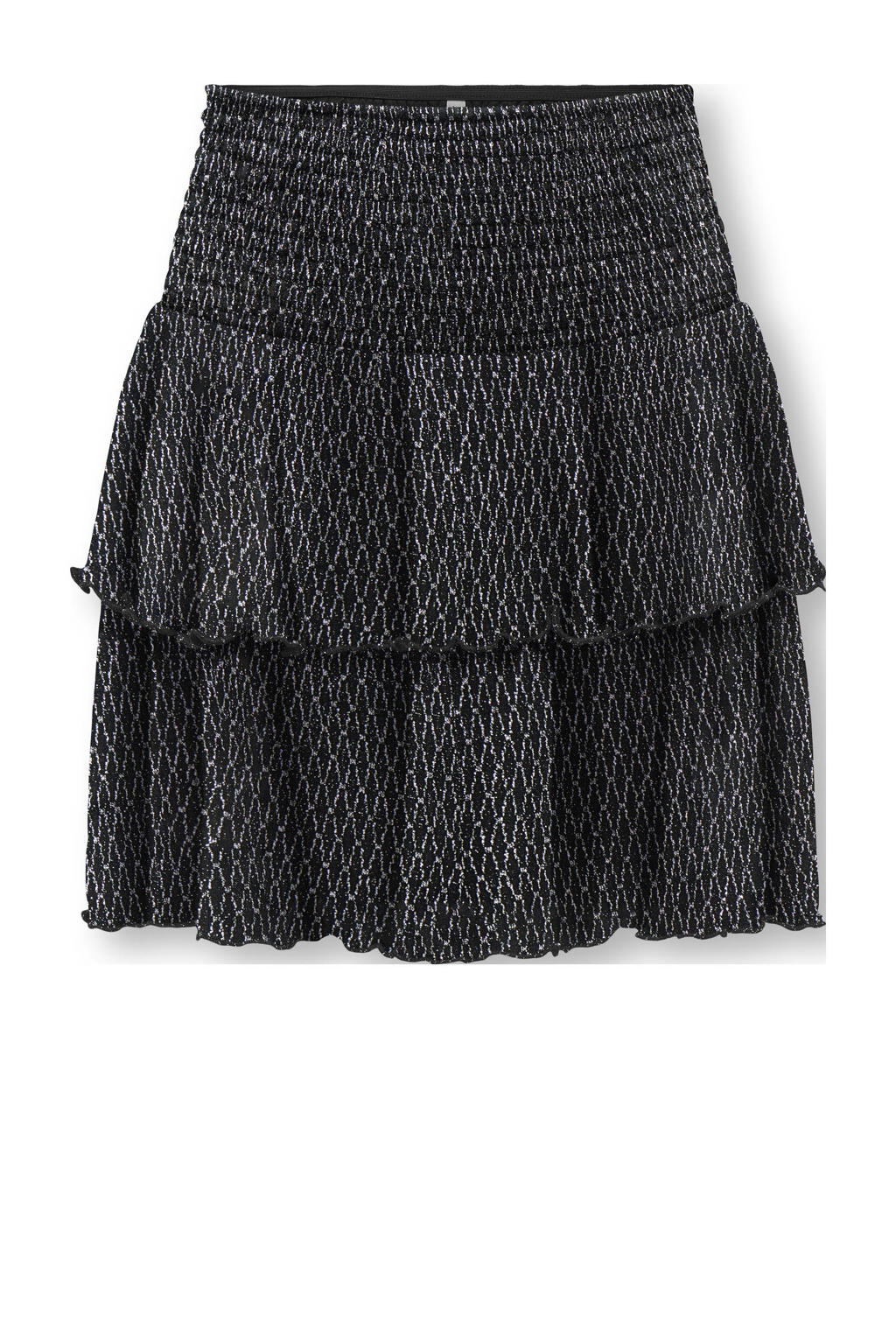 Zwart en zilverkleurige meisjes KIDS ONLY GIRL strokenrok met glitter gemaakt van polyamide