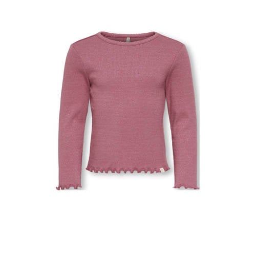 KIDS ONLY MINI top roze gebreid Meisjes Stretchkatoen Ronde hals Effen - maat 98 afbeelding