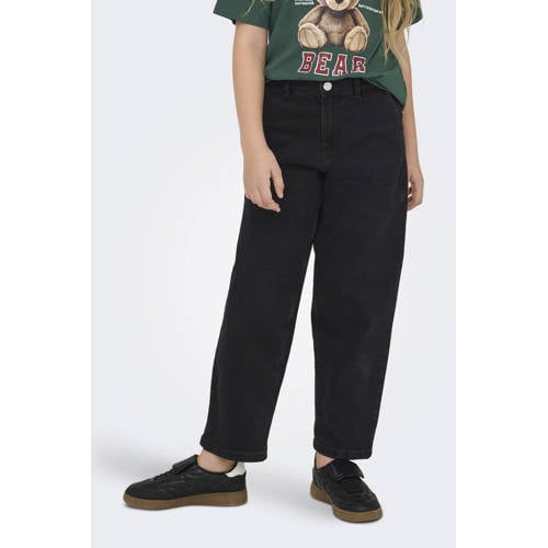 KIDS ONLY GIRL baggy jeans black denim Zwart Effen - maat 134 afbeelding