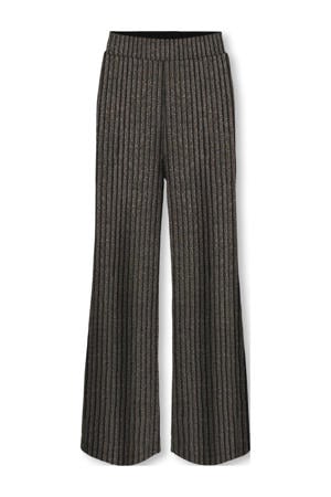 wide leg casual broek zwart/lichtgoud