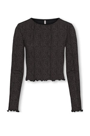 glitter top zwart/roze