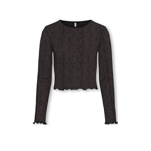 KIDS ONLY GIRL glitter top zwart/roze Meisjes Polyamide Ronde hals Streep - maat 158/164 afbeelding