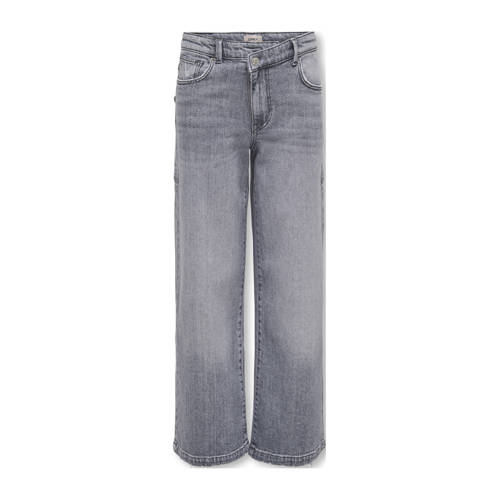 KIDS ONLY GIRL wide leg jeans grey denim Grijs Effen - maat 140 afbeelding