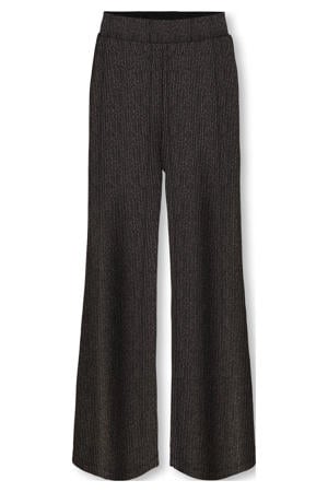 wide leg casual broek zwart/roze