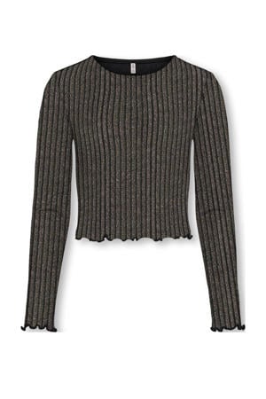 glitter top zwart/lichtgoud