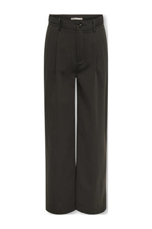 wide leg pantalon met krijtstreep donkerbruin