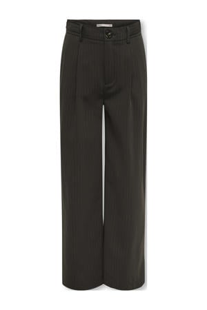 wide leg pantalon met krijtstreep donkerbruin