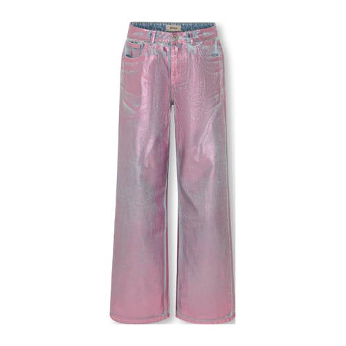 KIDS ONLY GIRL wide leg wide leg jeans roze Meisjes Denim Effen