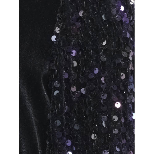 KIDS ONLY GIRL jurk met pailletten zwart Meisjes Polyester Ronde hals Effen