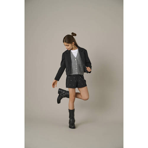 KIDS ONLY GIRL oversized blazer zwart Meisjes Polyester Reverskraag Effen - maat 152 afbeelding