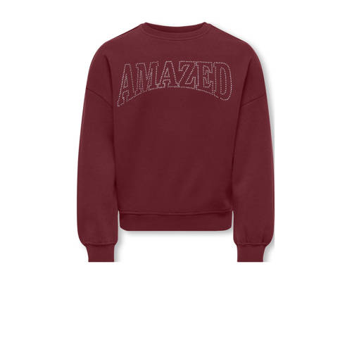 KIDS ONLY GIRL sweater donkerrood Tekst - maat 146/152 afbeelding