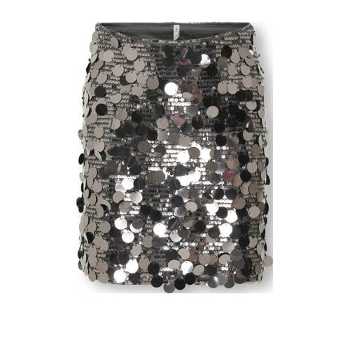 KIDS ONLY GIRL korte rok met pailletten grijs Meisjes Polyester Effen - maat 140 afbeelding
