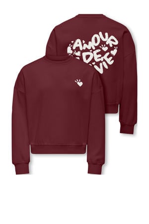 sweater met backprint donkerrood