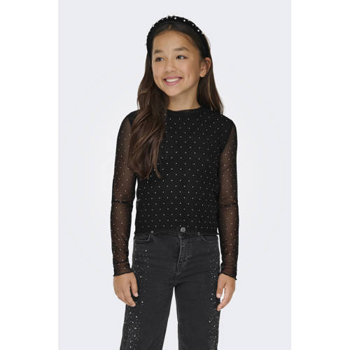 KIDS ONLY GIRL blousetop zwart Meisjes Polyester Ronde hals Effen - maat 134/140 afbeelding