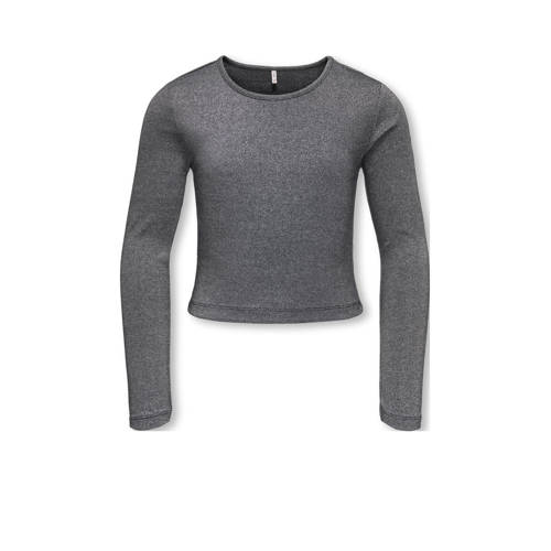 KIDS ONLY GIRL glitter top zwart Meisjes Stretchkatoen Ronde hals Effen - maat 146/152 afbeelding