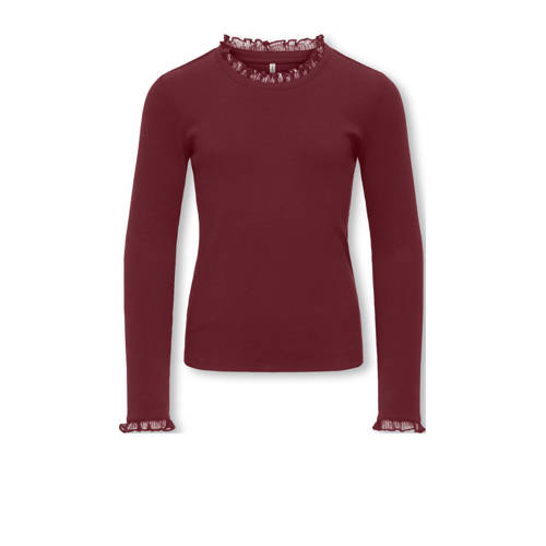 KIDS ONLY GIRL longsleeve donkerrood Meisjes Stretchkatoen Opstaande kraag - maat 158/164 afbeelding
