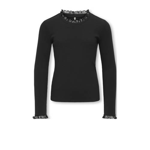 KIDS ONLY GIRL longsleeve zwart Meisjes Stretchkatoen Opstaande kraag Effen - maat 158/164 afbeelding