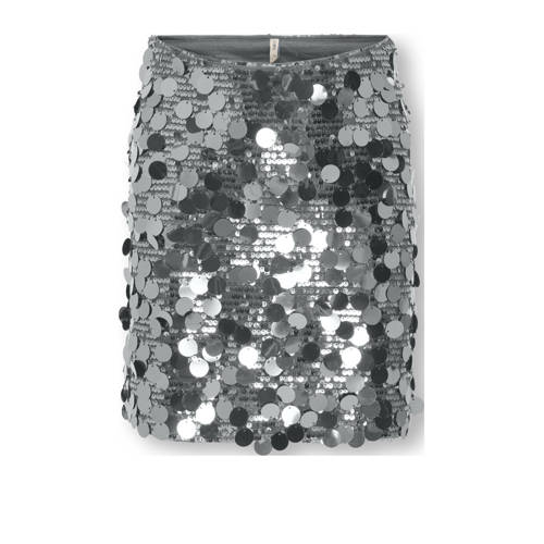 KIDS ONLY GIRL korte rok met pailletten zilver Meisjes Polyester Effen - maat 158 afbeelding