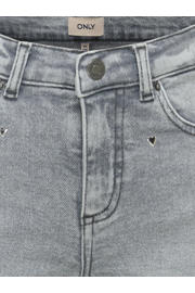 thumbnail: KIDS ONLY GIRL high waist wide leg jeans met hartjes grey denim