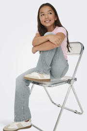 thumbnail: KIDS ONLY GIRL high waist wide leg jeans met hartjes grey denim