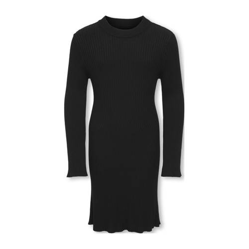 KIDS ONLY GIRL jurk rib gebreid zwart Meisjes Viscose Ronde hals Effen