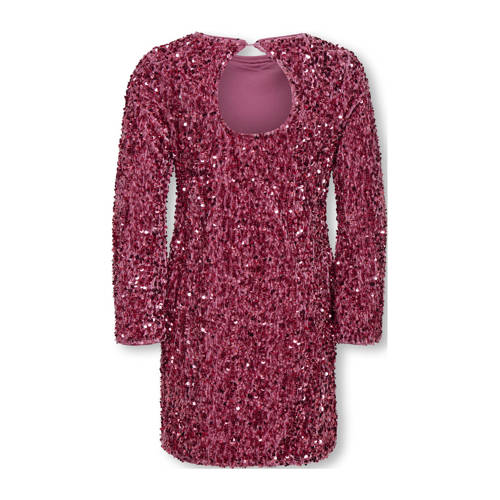 KIDS ONLY GIRL midi jurk met pailletten roze Meisjes Polyester Ronde hals