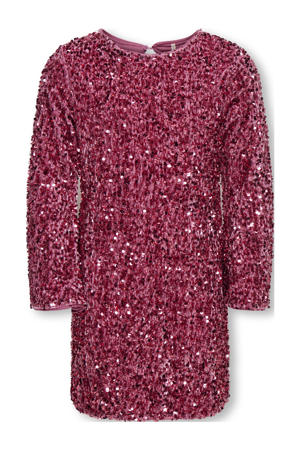 midi jurk met pailletten roze